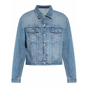 Veste en jean décontractée pour homme de haute qualité, personnalisée, à manches longues, boutonnée, col rabattu, respirante, coupe-vent, en jean délavé - Product Image 2