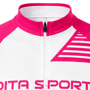 Maillot de Ciclismo Rosa Intenso y Blanco de Manga Corta con Cremallera Completa, Transpirable, de Secado Rápido, Ligero, para Ciclismo de Carreras - Product Image 5
