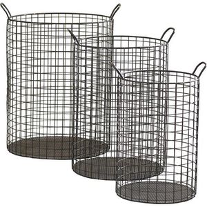 Metal <b>Wire</b> <b>Storage</b> <b>Basket</b> With Leather Handles Rustic Style Rectangle Shape Multi Purpose Neatening Organizer - Product Image 4