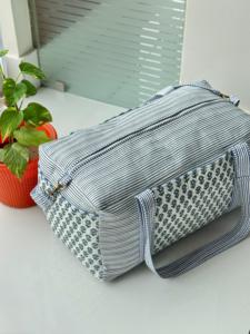 Bolsa de Viaje Tipo Duffel, Bolsa de Almacenamiento de Algodón, Bolsa de Viaje Acolchada Hecha a Mano, Bolsa de Hombro de Tamaño Estándar con Estampado de Bloques, Bolsa de Compras Estilo Boho - Product Image 2