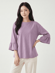Bmama Purple Embroidered Blouse Womens Casual 3 4 Sleeve Loose Fit <b>Top</b> Wholesale - Product Image 4