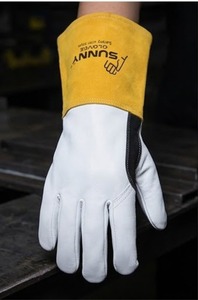 Gants de soudage TIG et à l'argon en peau de chèvre de qualité supérieure avec manchette en cuir de vachette – Gants résistants à la chaleur et durables - Product Image 4
