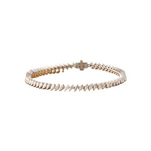 สร้อยข้อมือเทนนิสทองคำแท้ 14K ประดับเพชรทรงมาร์คีส์ 3.03 กะรัต เพาะเลี้ยงในห้องปฏิบัติการ ทอง 10K/สีเหลือง/สีขาว รับรองโดย IGI แบบ Chevron Prong - Product Image 1