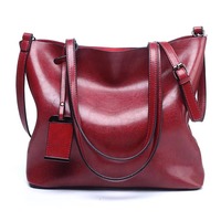 Tas Selempang Kulit Wanita DERVO, Model Terbaru, Kapasitas Besar, Dua Resleting, Tahan Air, Lapisan Kulit Asli