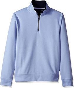 Sweat-shirt à demi-zip pour homme avec col montant, doublure en polaire brodée, 100% coton, hiver, extérieur - Product Image 1