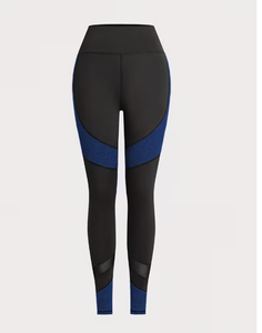 Women's Two Piece Sporty Yoga Fitness Set High Waist Stretch Leggings Breathable Full Sleeve Color Blocking Spandex/Cotton - Product Image 4
