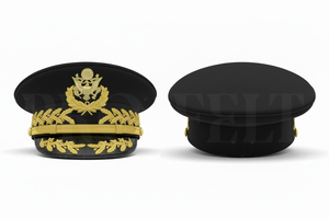 New Arrival Custom Embroidered Brand Name Logo Peak <b>Cap</b> with Gold Leaf Design Adjustable Formal Uniform Style Headwear <b>Caps</b> - Product Image 2