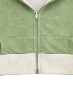 Sudadera con capucha corta personalizada para mujer, color verde salvia claro y forro polar de algodón, sudadera con capucha de bloques de color, chaqueta informal estilo streetwear. - Product Image 6