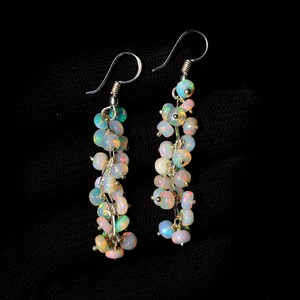 Boucles d'oreilles en opale d'Éthiopie naturelle Welo Fire, cabochons, argent 925 - Product Image 2
