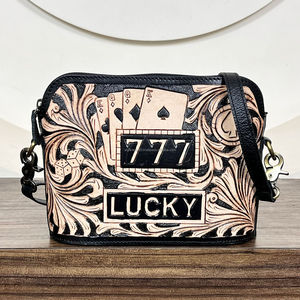 กระเป๋าหนังสะพายข้างสไตล์วินเทจตะวันตก 777 Lucky Hand Tooled ลายดอกไม้ พร้อมสายปรับได้ กระเป๋าสะพายไหล่ผู้หญิงสุดเก๋ - Product Image 4