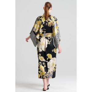 Robe Kimono Longue en Satin Écologique à Carreaux Unis pour Femme avec Ceintures, Longueur Ras du Sol, Robe de Détente de Luxe - Product Image 3