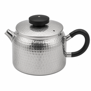 New Style Metal Tea <b>Kettle</b> With Lid And Handle Black Matte Finish Leaf Pattern Design Handmade Tea Pot On Sale - Product Image 4