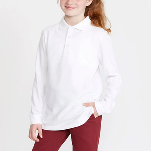 Uniforme Escolar Unisex 100% Algodón, Camisa Polo Blanca de Manga Larga para Primaria - Product Image 2