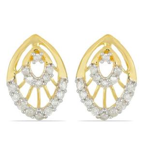 Pendientes Clásicos de Diamantes de Corte Brillante Cultivados en Laboratorio de Alta Calidad, Oro Blanco/Amarillo Sólido de 14K, Unisex, para Uso Diario - Product Image 1