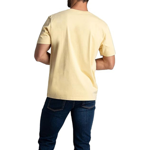 Men's Plain Yellow Short Sleeve T-<b>Shirt</b> Regular Fit 100% Cotton O-Neck Casual Wear - Product Image 3