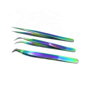 Multicolor Pointed Tip Eyelash Tweezers Set Stainless Steel Private Label Custom Logo <b>Tools</b> for Lash Extensions - Product Image 1