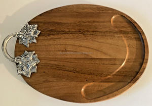 ถาดเสิร์ฟอาหารทำจากไม้ไผ่พร้อมที่จับโลหะเครื่องใช้ในบ้านที่หรูหราถาดเสิร์ฟอาหารอย่างรวดเร็วจากอินเดีย - Product Image 3