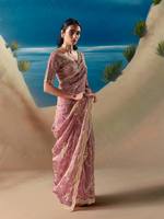Sari en Faux Georgette avec Broderie de Paillettes, Style Régional, avec Dupatta en Voile Doux et Pièce de Blouse Non Cousue pour Femme