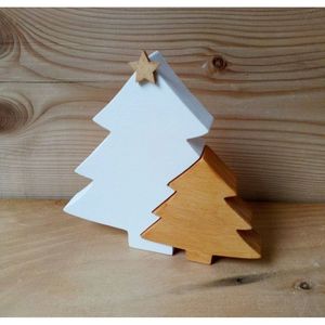 Arbre de Noël artisanal en bois et MDF, élégant présentoir pour la saison festive - Product Image 4