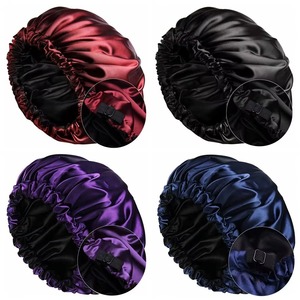 Gorro de Dormir de Satén de Lujo para Mujer, Protección para el Cabello, Gorro de Noche Ajustable para Cabello Rizado - Product Image 3