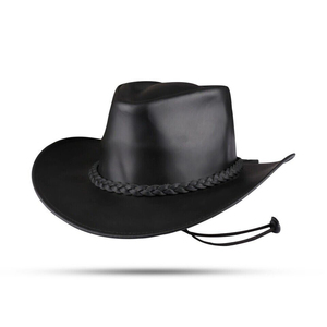Unisex Black Leather Striped Cowboy <b>Hat</b> Wide Brim Beach Adult Spring and <b>Summer</b> Style - Product Image 5
