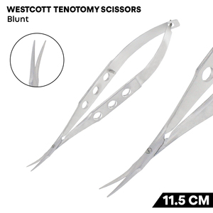 Tijeras de Tenotomía Westcott, Puntas Cegas, 11.5cm, Acero Inoxidable Alemán, Tijeras Quirúrgicas Oftálmicas, Instrumento de Microcirugía Ocular - Product Image 1