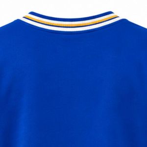 เสื้อสเวตเตอร์คอกลมสีน้ำเงินรอยัลสำหรับผู้หญิง พร้อมลายกราฟิกหัวใจบริการรางวัลเงินอุดหนุนพี่น้องสีทอง แขนเสื้อลายทางถักแบบพูลโอเวอร์ - Product Image 3
