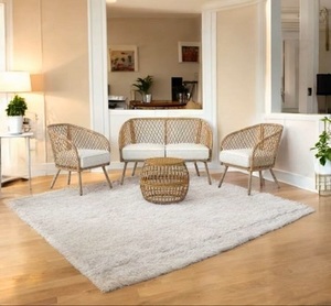 Conjunto de Sillas de Jardín de Mimbre Hechas a Mano de Estilo Vintage con Mesa, Muebles de Exterior, Sofá de Jardín, Silla de Café, Conjunto de Restaurante - Product Image 1