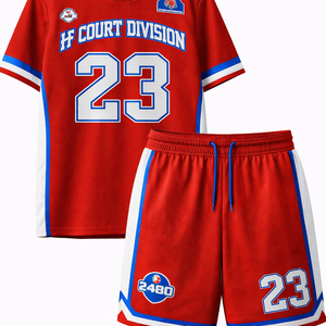 Ensemble de shorts de basketball surdimensionnés pour hommes, ensemble coordonné athlétique personnalisé avec t-shirt et short de style universitaire streetwear - Product Image 2