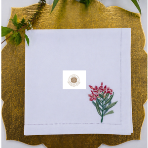 <b>Linen</b> napkin embroidered red wildflower bouquet, vivid colors brighten festive table <b>settings</b> - Product Image 2