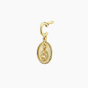 Collar con Colgante de Diamante y Medallón de Moneda del Zodiaco de León Texturizado - Product Image 2