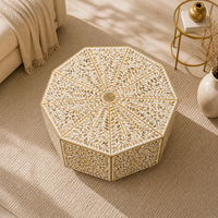 Table basse moderne en bois avec incrustations en os, faite à la main, pour le salon, meubles de maison