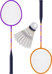 2er-Pack blaue Badmintonschläger mit rosa Griff und Federball für das Training von Kindern - Product Image 2