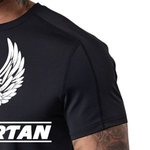Camiseta de entrenamiento con gráficos negros para hombre, cuello redondo, manga corta, atlética, para gimnasio, entrenamiento, fitness, correr, ropa deportiva informal, ropa deportiva - Product Image 4