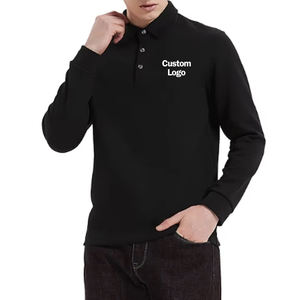 Polos de manga larga para hombre al por mayor, de alta calidad, de color sólido, diseño personalizado, de algodón piqué, de secado rápido y transpirables. - Product Image 1