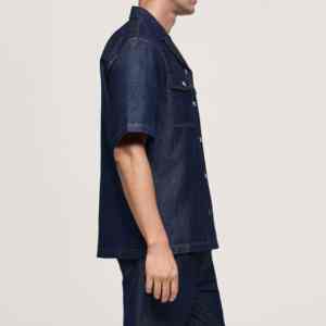 Chemises en jean en coton à manches courtes de qualité supérieure pour hommes, produits les plus vendus avec logo personnalisé, chemises en jean pour hommes - Product Image 5