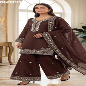 Conjunto de Traje de Rayón de Alta Calidad con Bordado, Manga Larga, Largo Medio, con Pantalones Plazzo a Juego, Proveedor y Exportador Mundial - Product Image 1