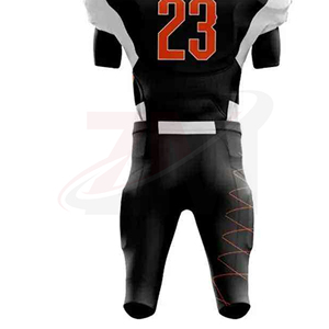 Ensemble d'uniformes de football américain noir et orange, impression par sublimation, polyester respirant, équipement d'équipe pour hommes adultes - Product Image 5