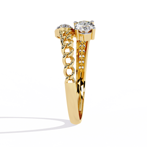 Anillo de Compromiso y Matrimonio de Oro Amarillo de 14K con Diamantes Cultivados en Laboratorio de Corte Ovalado y Redondo Minimalistas, Joyería para Mujer - Product Image 2