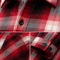 Camisas de Franela Rojas/Negras Bordadas con Logotipo Personalizado, Transpirables, Tejidas, de Algodón Puro Suave, Tallas XS-3XL, Camisas Casuales para Hombre