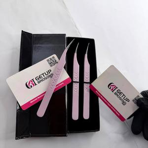 Dolphin Stainless Steel Durable High Quality <b>Pink</b> Color Powder Coating Butterfly Print Eyelash Extension Tweezers Custom Logo - Product Image 1