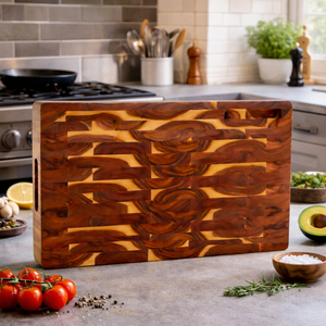 Luxury End Grain Wood Cutting Board, Decorative Pattern, Food Safe, Durable <b>Kitchen</b> Prep and Serving Board - Product Image 6
