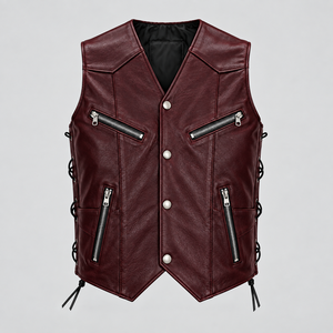 Gilet en cuir pour homme avec logo personnalisé, en cuir de vachette véritable, pour motard, vêtement de club, vente en gros, fabricant - Product Image 3