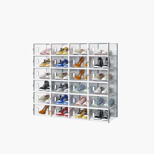 Organizzatore per Scarpe Impilabile in Plastica Bianca a Rete, 24 Pezzi, 33x23x14cm, per Casa e Bagno - Product Image 2