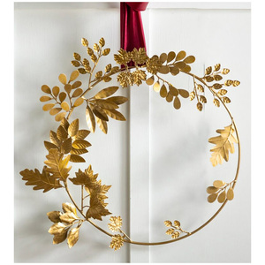 Contemporary Silver Leaf Wall <b>Wreath</b> with Modern Metal Craftsmanship for Luxury Entryway Decoration - Product Image 2