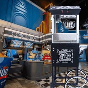 Máquina comercial de palomitas de maíz Kaitu con Popper de 6oz, tetera de acero inoxidable, cubierta de calentamiento calentada, cajón de sirvientas, carrito negro - Product Image 1