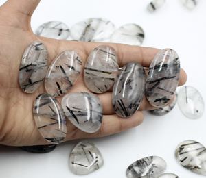 Cuarzo Rutilo Negro Natural en Cabujón, Precio al por Mayor, para Fabricación de Joyería, Gemas Sueltas de Rutilo Negro, Cristal - Product Image 1