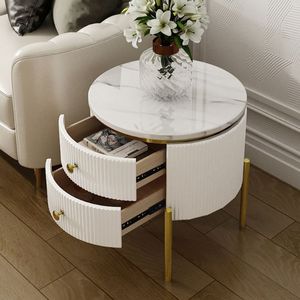 Hotel Furniture Marble Top <b>Side</b> <b>Tables</b> Gold Plated Metal Round End <b>Table</b> for Living Room, Hotel, Office Manufacture - Product Image 2