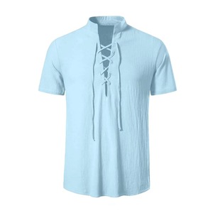 T-shirt à manches courtes pour homme, style écossais Ghillie, avec lacets, motif celtique, décontracté, streetwear, personnalisable, fournisseur OEM en gros - Product Image 2