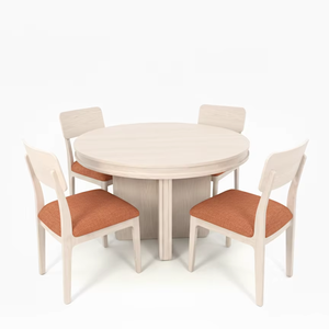 Modern <b>Round</b> Coffee <b>Table</b> Set with <b>4</b> <b>Chairs</b> Solid Ash Frame Durable & Lightweight Design - Product Image 1